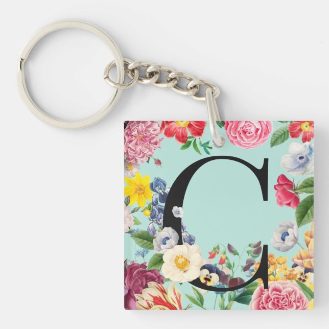 Porte-clefs Monogramme floral (Devant)