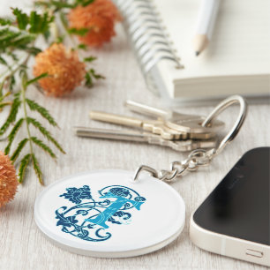 Porte-clefs Monogramme floral T Art nouveau