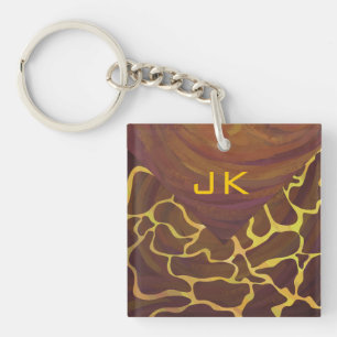 Porte-clefs Monogramme Giraffe Brown, Impression Jaune