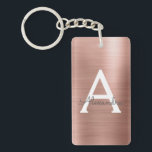Porte-clefs Monogramme Girly et chic d'or de rose de rose<br><div class="desc">Porte - clé élégant métallique balayé par Faux d'acier inoxydable en métal d'or de rose de rose. Ces porte - clés peuvent être customisés pour inclure votre initiale et prénom et sont une douche de mariage parfait, une partie de bachelorette ou un cadeau nuptiale d'anniversaire. Si vous avez besoin d'articles...</div>