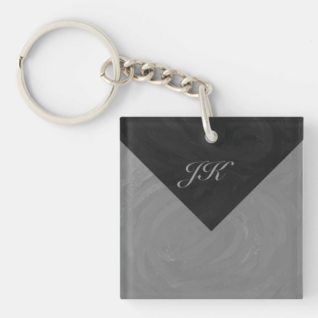 Porte-clefs Monogramme gris ardoise (Devant)