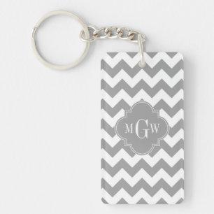 Porte-clefs Monogramme gris blanc gris de Chevron DK
