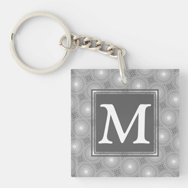 Porte-clefs Monogramme gris cercles motif (Devant)