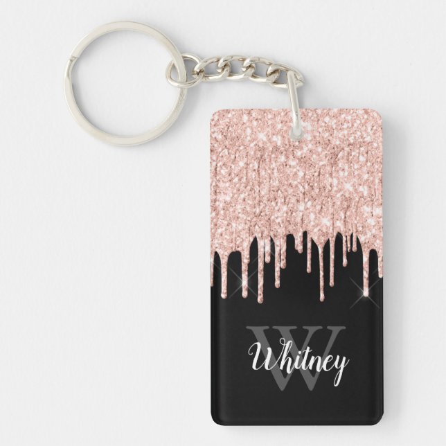 Porte-clefs Monogramme Gris Gris Parties scintillant rose Fill (Devant)