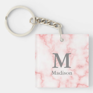 Porte-clefs Monogramme gris personnalisé et nom sur apparence