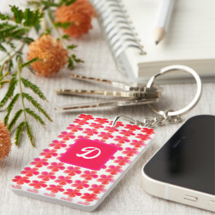 Porte-clefs monogramme initial botanique mignon floral personn