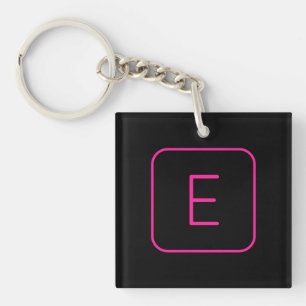 Porte-clefs Monogramme Initial De Style Moderne Rose Et Noir