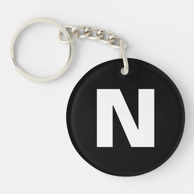 Porte-clefs Monogramme Initial | Lettre Moderne Élégante et Te (Devant)