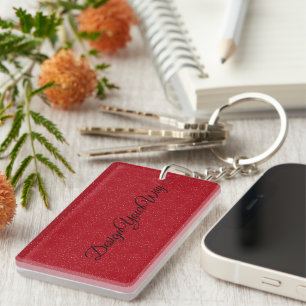 Porte-clefs monogramme initial moderne abstrait rouge rétro