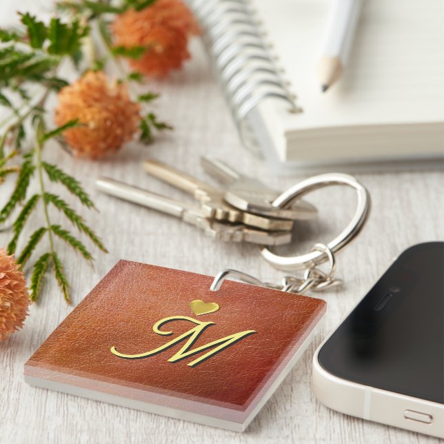 Porte-clefs Monogramme Initial Personnalisé (Devant Droit)