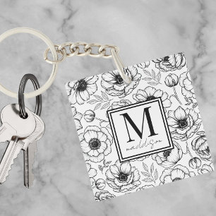 Porte-clefs Monogramme initial personnalisé élégant