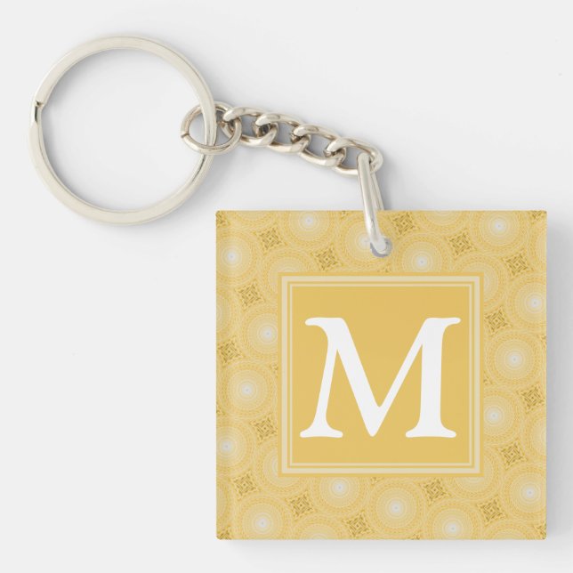 Porte-clefs Monogramme jaune cercles motif (Devant)