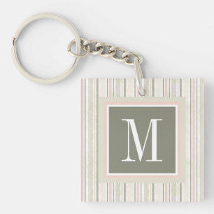 Porte-clefs Monogramme la joie des rayures d'aquarelle du
