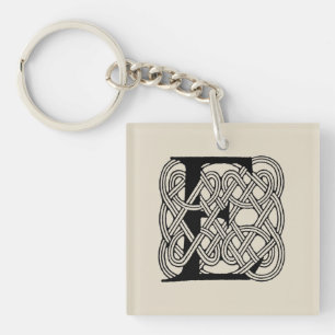 Porte-clefs Monogramme lettre E Impression vintage nœud celtiq