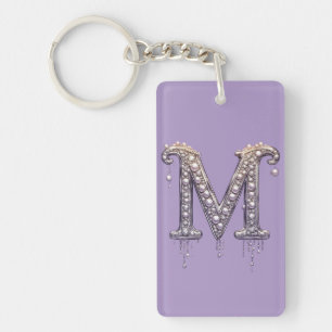 Porte-clefs Monogramme Lettre M En Joaillerie De Luxe Avec Per