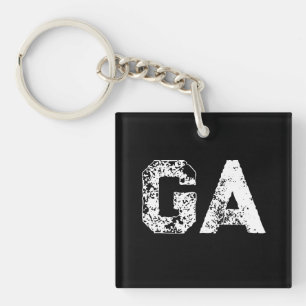 Porte-clefs Monogramme Lettres Initiales Noir Blanc Simple