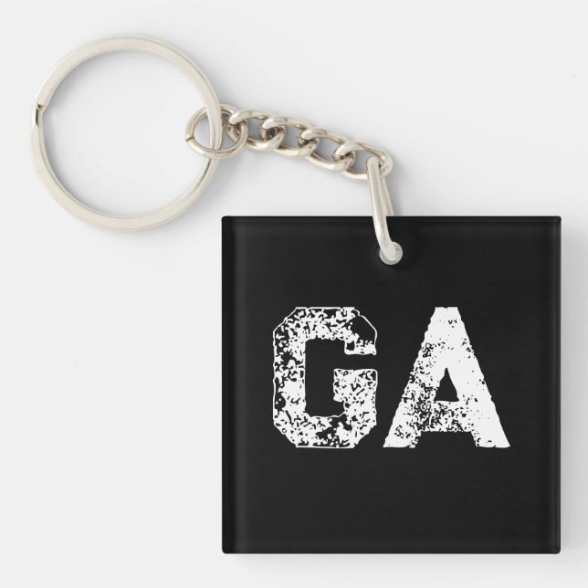 Porte-clefs Monogramme Lettres Initiales Noir Blanc Simple (Devant)