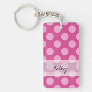 Porte-clefs Monogramme Magenta Pink Chic Polka Motif