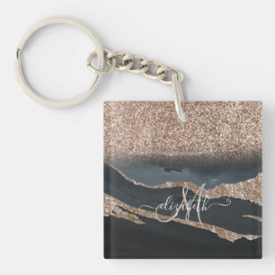 Porte-clefs Monogramme Marbre Pailleté Moderne