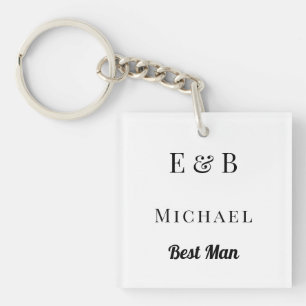 Porte-clefs Monogramme Mariage Best Man Cadeau Black personnal