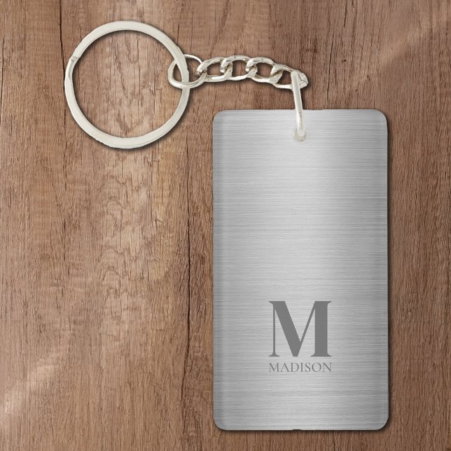 Porte-clefs Monogramme métallique gris argenté (Créateur téléchargé)