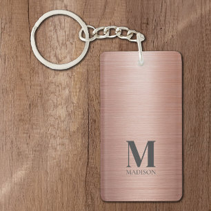 Porte-clefs Monogramme métallique rose