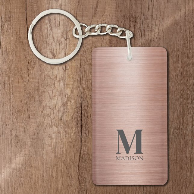 Porte-clefs Monogramme métallique rose (Créateur téléchargé)