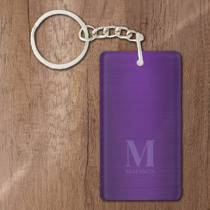 Porte-clefs Monogramme métallique violet