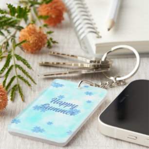 Porte-clefs monogramme mignon rétro bleu floral script initial
