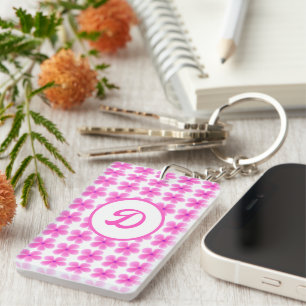 Porte-clefs monogramme mignon rétro floral rose première coutu