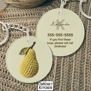 Porte-clefs Monogramme minimaliste de poire de Crochet jaune m