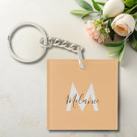 Porte-clefs Monogramme minimaliste élégant orange moderne<br><div class="desc">Le design élégant présente une esthétique contemporaine et épurée, mêlant des éléments minimalistes à un coloris orange vif. Avec son monogramme personnalisé, ce porte - clé ajoute une touche d'individualité à vos accessoires tout en gardant vos clés organisées et faciles à trouver. Améliorez votre look de porte - clé et...</div>