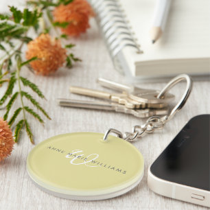 Porte-clefs Monogramme moderne Chartreuse blanc en écriture cu