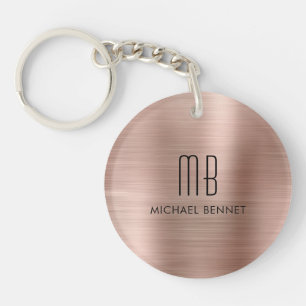 Porte-clefs Monogramme Moderne en Or Rose