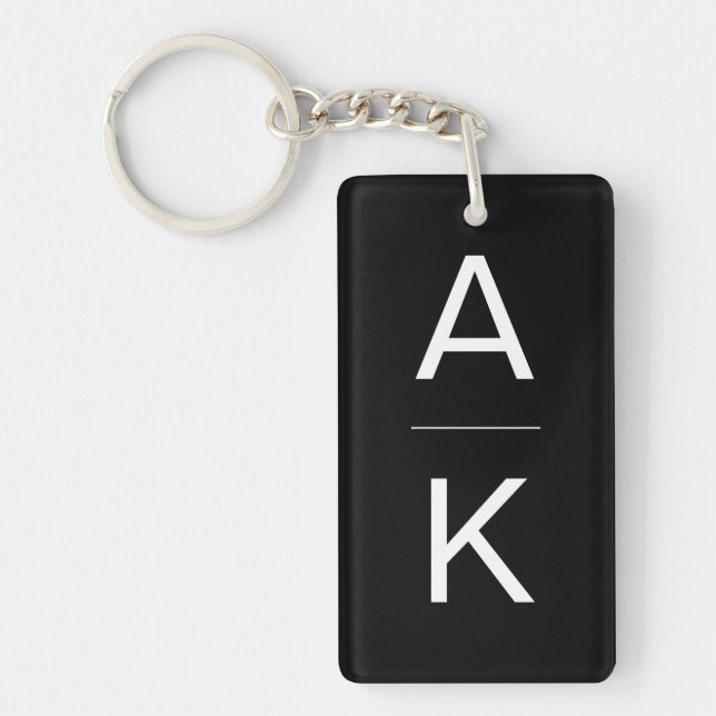 Porte-clefs monogramme moderne et moderne noir et blanc person (Devant)