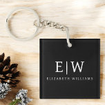 Porte-clefs Monogramme moderne minimaliste noir et blanc<br><div class="desc">Découvrez notre collection minimaliste moderne de monogrammes noirs et blancs : Faites preuve de simplicité et de sophistication grâce à nos designs minimalistes, conçus pour élever votre style sans effort. Réalisée avec un oeil attentif pour l'esthétique moderne, cette collection présente des motifs noirs et blancs épurés accentués par des monogrammes...</div>