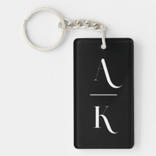 Porte-clefs monogramme moderne noir et blanc
