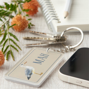 Porte-clefs Monogramme Mouette Plage Aquarelle
