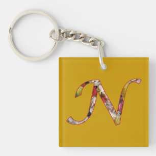 Porte-clefs Monogramme N Porte - clé Floral Design