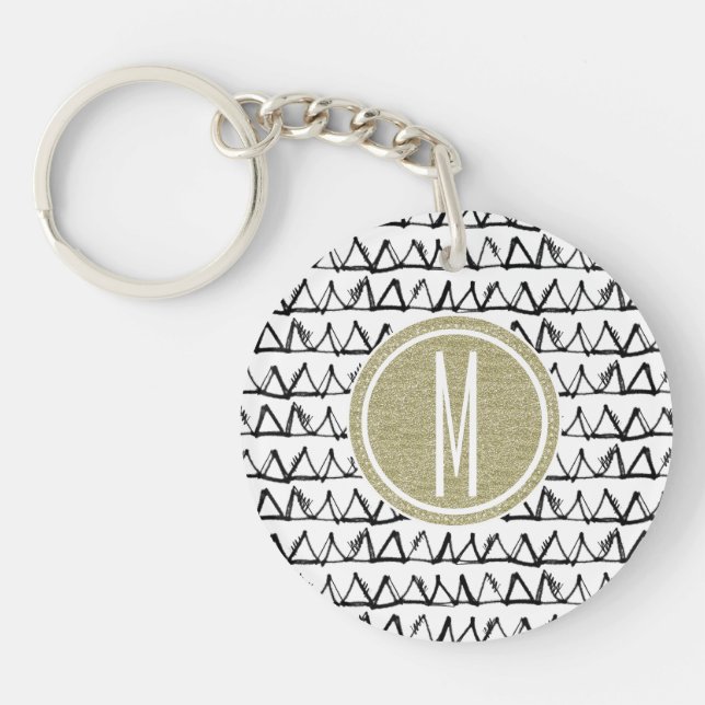 Porte-clefs Monogramme noir de parties scintillantes d'or de (Devant)