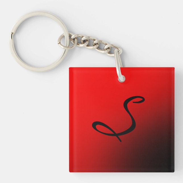 Porte-clefs Monogramme noir rouge élégant professionnel initia (Devant)