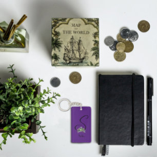 Porte-clefs Monogramme nom de l'aquarelle violet Porte - clé a