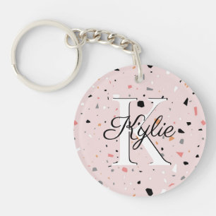 Porte-clefs Monogramme Nom initial Terazzo Porte - clé acryliq