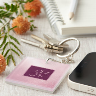 Porte-clefs Monogramme ombré girlie rose féminin doux et scint