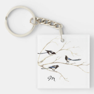 Porte-clefs Monogramme ou nom personnalisé Magpie Famille Oise
