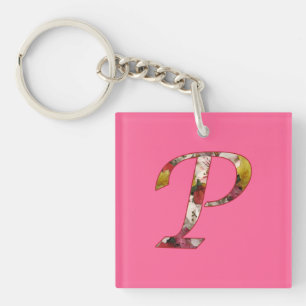 Porte-clefs Monogramme P Floral Design Porte - clé