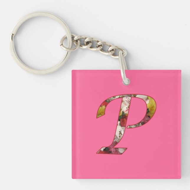 Porte-clefs Monogramme P Floral Design Porte - clé (Devant)