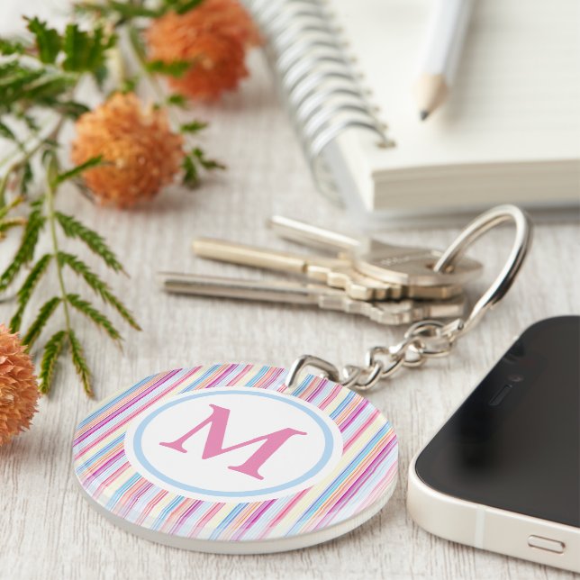 Porte-clefs Monogramme Pastel Pink (Devant droit)