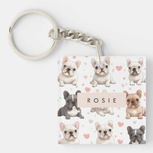 Porte-clefs Monogramme Personalized Adorable French Bulldog