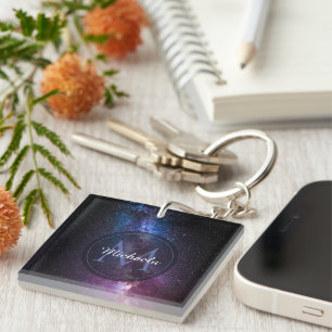 Porte-clefs Monogramme personnalisable à voie lactée